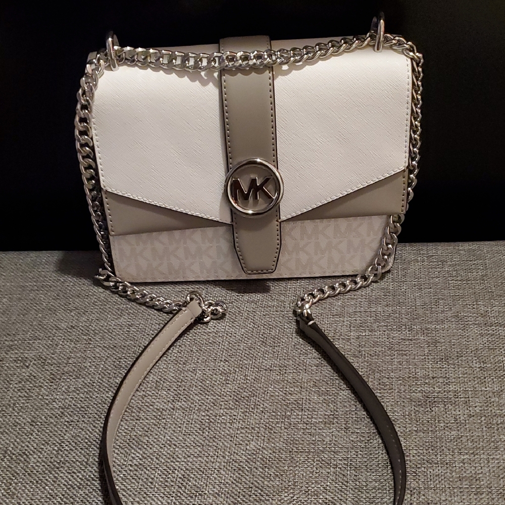 Michael Kors Elegant White and Gray Crossbody Bag